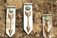 Load image into Gallery viewer, Arrow Banner Necklace with Kingman Turquoise
