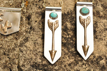 Load image into Gallery viewer, Arrow Banner Necklace with Kingman Turquoise
