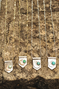 Sterling Moon Banner Necklace with Morning Star Turquoise II