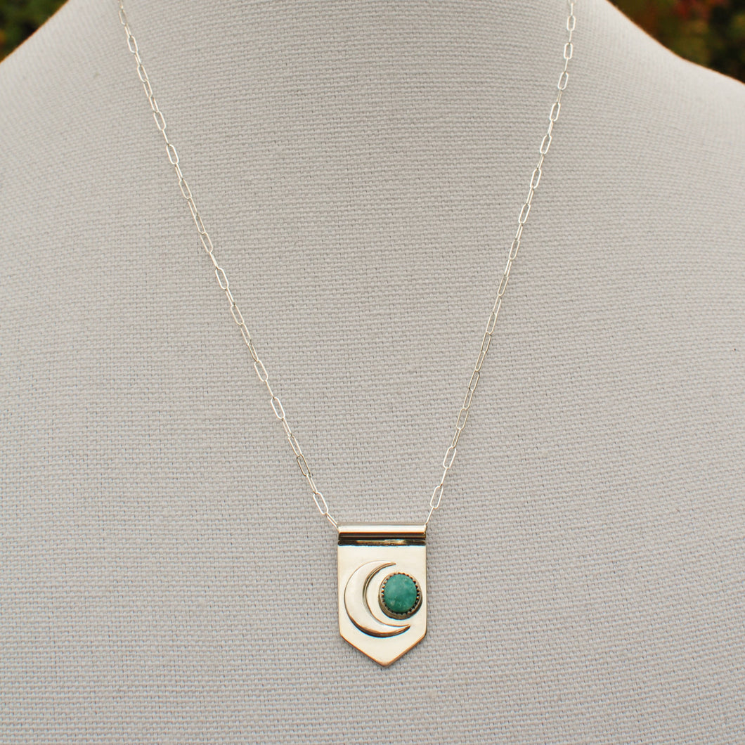 Sterling Moon Banner Necklace with Morning Star Turquoise II