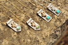 Load image into Gallery viewer, Saguaro Cactus Banner Necklace with Morning Star Turquoise I
