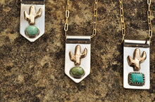 Load image into Gallery viewer, Saguaro Cactus Banner Necklace with Morning Star Turquoise I

