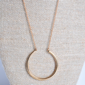 Long Modern Bronze Ring Necklace